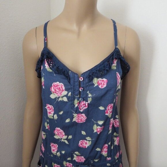 Abercrombie Womens Floral Romper Size Small Navy Blue & Pink - Picture 2 of 6